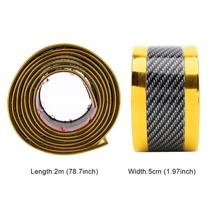 Universal Carbon Fiber Car Door Threshold Decoration Strip in Gold, 5CM x 2M