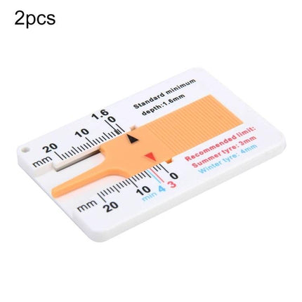 Essential Plastic Tire Tread Depth Gauge for Daily Vehicle Checks - compact plastic 0-20mm gauge for quick tire safety and legal tread inspection