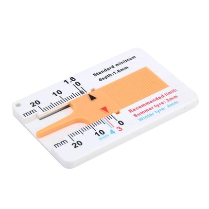 Essential Plastic Tire Tread Depth Gauge for Daily Vehicle Checks - compact 0-20mm plastic gauge for quick tire wear checks