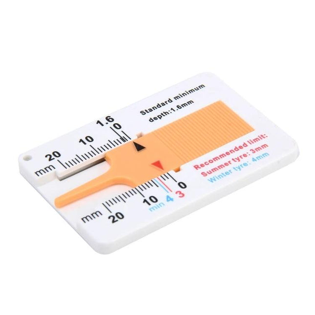Essential Plastic Tire Tread Depth Gauge for Daily Vehicle Checks - compact 0-20mm plastic gauge for quick tire wear checks