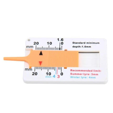 Essential Plastic Tire Tread Depth Gauge for Daily Vehicle Checks - compact 0-20mm plastic gauge for quick tire safety checks