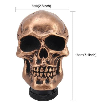 Comfortable Skull Shaped Gear Shift Knob for All Cars bronze skull ergonomic grip interior upgrade, 18cm tall, 7cm wide