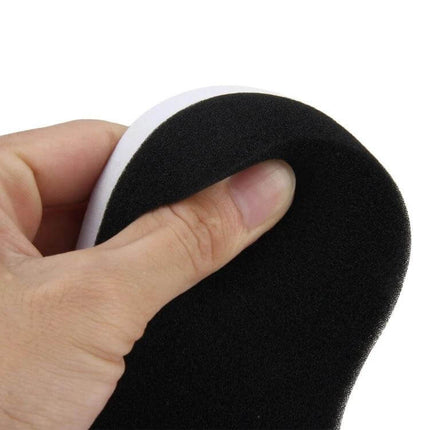 High-Density Foam Car Wax Sponge for Vehicle Cleaning - hand holding black high-density foam applicator for car wax