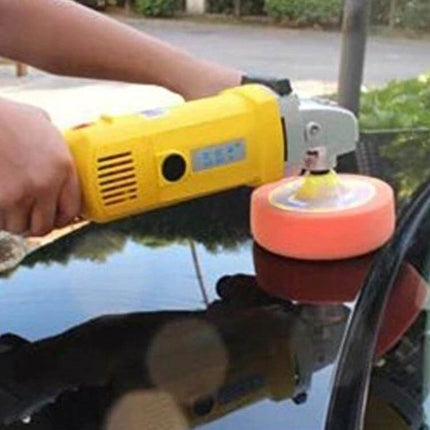 Auto Polishing Sponge Wheel for Waxing and Cleaning, 14mm Hole on polisher buffing car hood with yellow tool