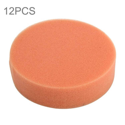 Round Car Wax Sponge Set, 12 Pieces for Vehicle Cleaning - orange round foam polishing sponge for car, motorcycle and household cleaning