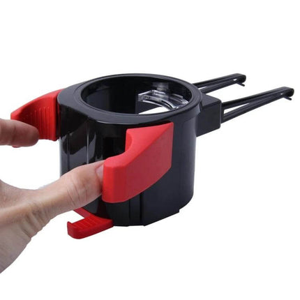 Shunwei Multifunctional Car Air Vent Holder for Phones and Drinks - black vent-mounted phone and drink cup holder with red grips