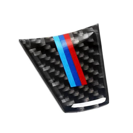 Decorative Carbon Fiber Steering Wheel Sticker for BMW Vehicles - carbon fiber trim piece with blue and red racing stripes