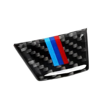 Carbon Fiber Steering Wheel Decorative Sticker for BMW Vehicles — carbon fiber trim piece with M tricolor stripe for E90 E92 interior