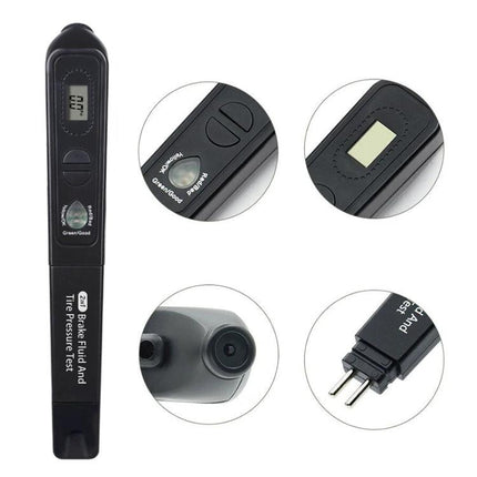 Versatile Aid for Everyday Car Brake and Tire Checks compact brake fluid moisture tester and tire pressure gauge pen