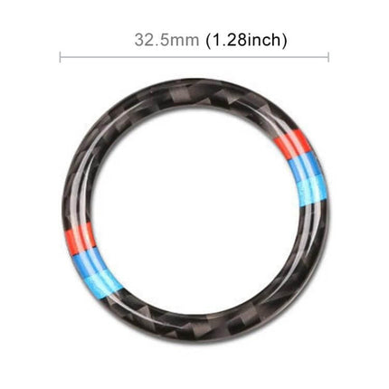 Carbon Fiber Decorative Sticker for BMW Engine Start Button - 32.5mm carbon fiber ring with BMW tri-color accents