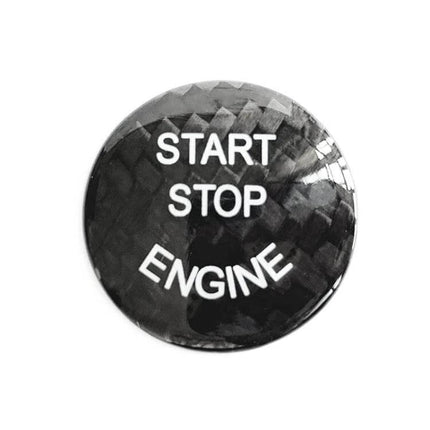 Carbon Fiber Engine Start Button Cover for BMW E Chassis in Black — round carbon fiber start/stop engine button protector