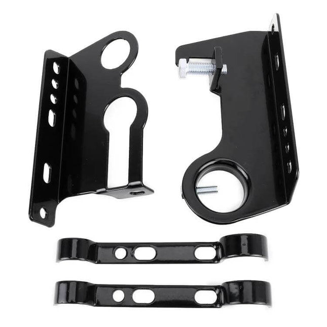 Vehicle Roof Rack Holder for Agriculture Tools and Shovels black metal mounting brackets and straps for securing shovels and long tools on roof