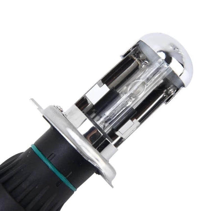 H4 HID Bulbs 55W 6000K Xenon Lights For 12V Cars Set - close-up of single 55W HID headlight bulb with metal base and glass capsule