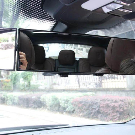 Shunwei Large Wide-Angle Adjustable Rear View Mirror for Safe Driving installed showing expanded rear visibility to reduce blind spots