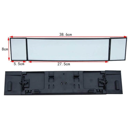 Shunwei Large Wide-Angle Adjustable Rear View Mirror for Safe Driving showing mirror dimensions and mounting bracket