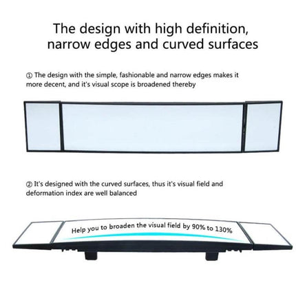 Shunwei Large Wide-Angle Adjustable Rear View Mirror for Safe Driving showing wide curved mirror design to broaden visual field and reduce blind spots
