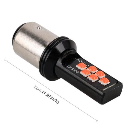 Car Brake Light White For Daily Driving And Safe Stops LED bulb with six orange SMD chips, compact 5cm design for easy installation and low power use
