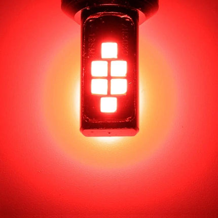 Car Brake Light White For Daily Driving And Safe Stops LED bulb glowing red, easy-install low-power brake light for clear visibility