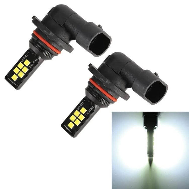LED 9006 Car Fog Light Bulbs 6000K White, 2 Pack for Night Driving - pair of plug-and-play 9006 LED fog bulbs showing white beam and connector