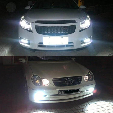 LED 9006 Car Fog Light Bulbs 6000K White, 2 Pack for Night Driving - bright white fog beam upgrade on two cars