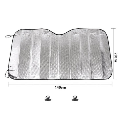 Silver Car Sun Visor for Vehicle Protection, 140cm x 70cm - reflective windshield cover to block sun and reduce dust