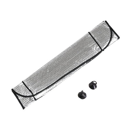 Silver Car Sun Visor for Vehicle Protection, 140cm x 70cm - foldable reflective windshield cover with suction cups to block sun and reduce dust