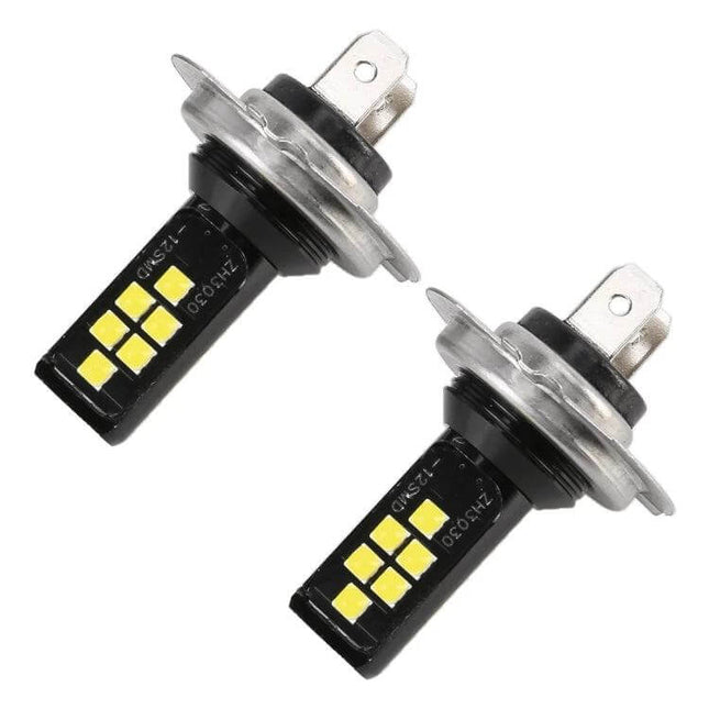 H7 Fog Lights 6000K White Two Pack for Cars and SUVs - LED H7 fog bulbs, 6000K bright white beam, two-pack for cars and SUVs, low power consumption