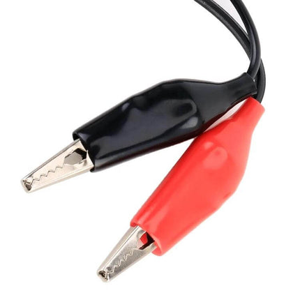 Automatic Charger for Motorcycle Batteries with EU Plug - red and black alligator clip leads for battery connection