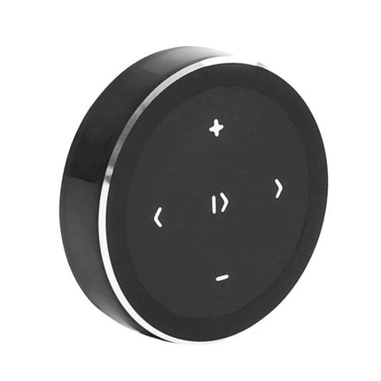 Car Wireless Bluetooth Steering Wheel Music Controller Black compact round remote with play pause skip and volume buttons for steering wheel or bike