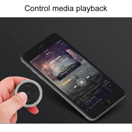 Car Wireless Bluetooth Steering Wheel Music Controller Black compact round remote on steering wheel mount controlling phone music playback