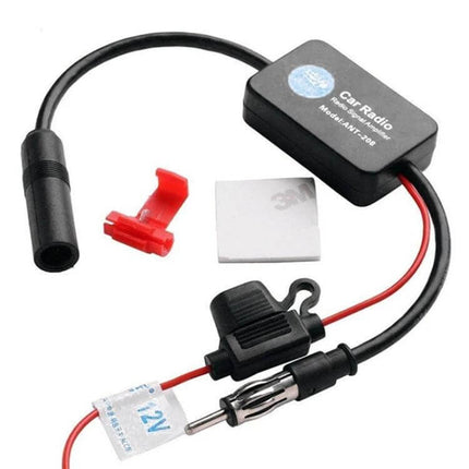 FM Antenna Signal Booster 330mm For Car And Marine Radios black inline booster with copper wire and 75-ohm car radio plug