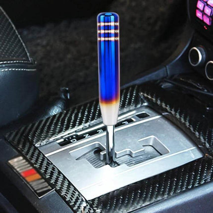 Universal 18cm Long Strip Car Gear Shift Knob for Everyday Driving installed in car interior showing ergonomic blue gradient long strip design