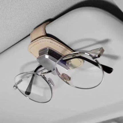 Multi-Functional Leather Holder for Car Sunglasses Storage