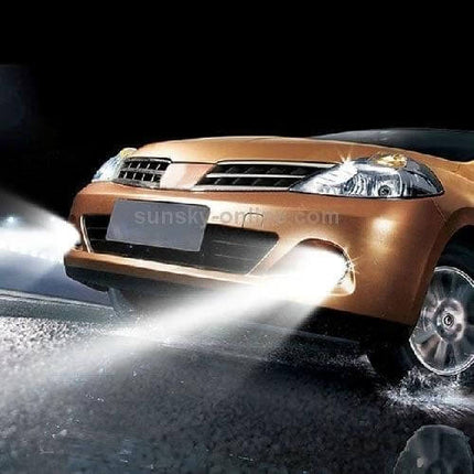 9005 Headlight Bulbs, 2-Pack For Everyday Driving Comfort - car front view with bright headlights cutting through night fog