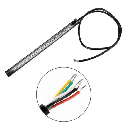 Red and Yellow LED Brake Lights for Motorcycle Safety slim LED strip with wiring harness, low-power brake and turn indicator for improved visibility