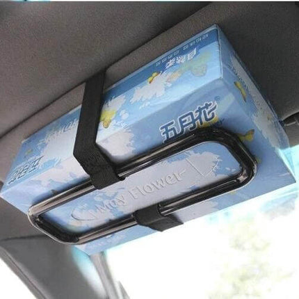 Black Car Hanging Tissue Box Holder for Vehicle Storage mounted on car ceiling for easy access