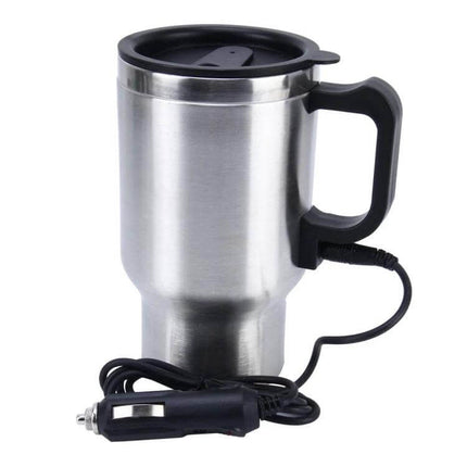 Stainless Steel Car Mug Electric Kettle 12V For Coffee – 300ml stainless steel travel kettle with cup, handle and 12V car power plug