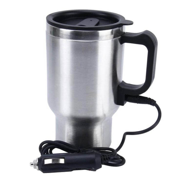Stainless Steel Car Mug Electric Kettle 12V For Coffee – 300ml stainless steel travel kettle with cup, handle and 12V car power plug