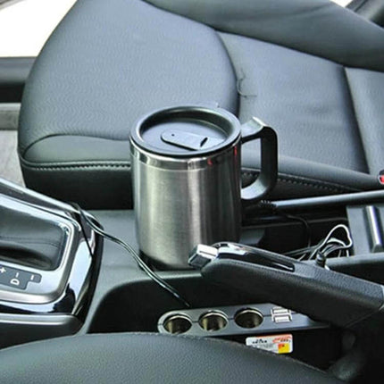 Stainless Steel Car Mug Electric Kettle 12V For Coffee on car center console with separate drinking cup and 300ml capacity