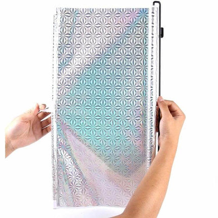 Foldable Car Insulation Curtain with Heat Protection, 125 x 50cm held by hands showing reflective patterned panel
