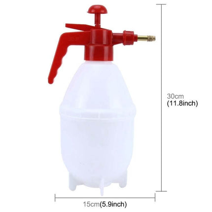 KANEED 1.5L Hand Pump Sprayer for Gardening and Cleaning white bottle with red pump, 1.5L capacity, 30cm height, ideal for fertilizers and cleaning solutions