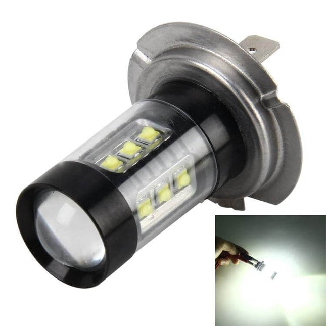 H7 Car Fog Light For Easy Installation And Everyday Use - LED replacement bulb showing beam and plug