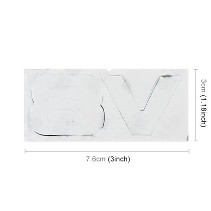 V8 Separate Shape Metal Decorative Sticker for Car Bodies - silver metal 7.6cm x 3cm emblem for hood, door or side accent