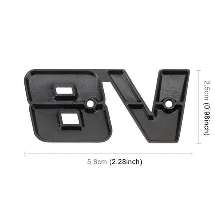 V8 Connect Shape Metal Car Body Sticker, Size S Black showing compact 5.8cm black metal emblem for hood doors or bumper customization
