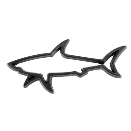 Metal Shark Shape Decorative Sticker for Car Bodies - compact metal shark outline badge for car hood or bumper, durable adhesive customization