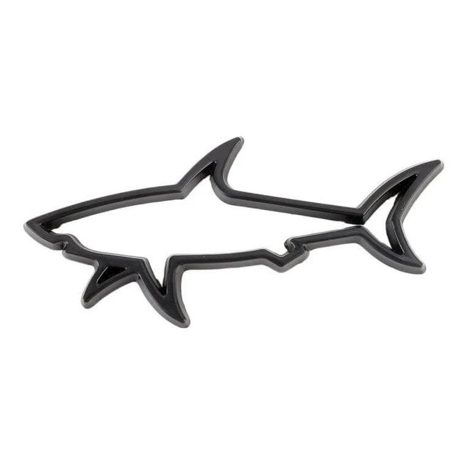 Metal Shark Shape Decorative Sticker for Car Bodies - compact metal shark outline badge for car hood or bumper, durable adhesive customization