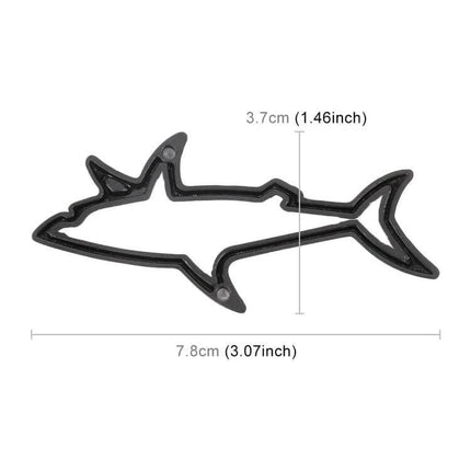 Metal Shark Shape Decorative Sticker for Car Bodies — compact durable metal shark emblem 7.8cm x 3.7cm for hood or bumper personalization