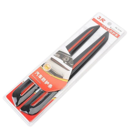 Durable Anti-Collision Car Bumper Guard Strip for Vehicle Protection in black with red stripe, TPE/PP bumper protector set packaged