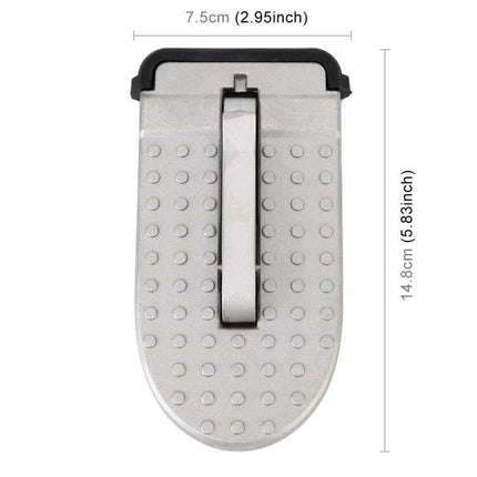 Car Door Sill Step Pads Black Anti Slip Metal Pedals single silver metal pad with anti-slip dots and clip, 14.8×7.5cm for sedans SUVs