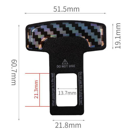 Universal 2-in-1 Carbon Fibre Seat Belt Buckle Clip for Cars - compact carbon fiber buckle clip with dimensions 51.5x60.7x19.1mm